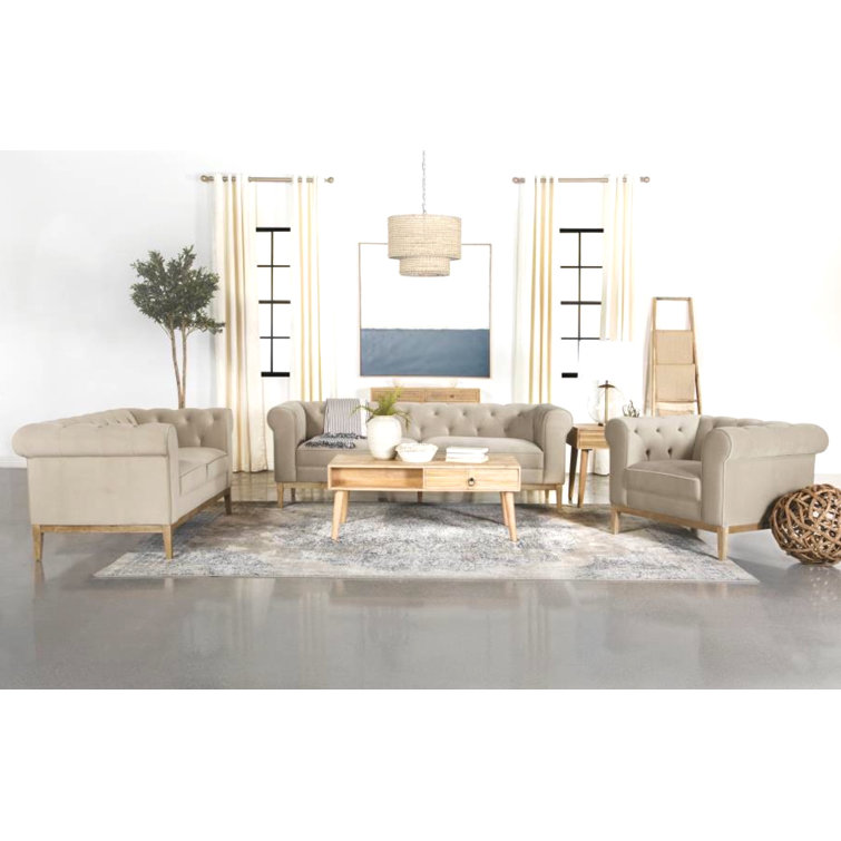 Everly Quinn Annarie 3 Piece Velvet Living Room Set Wayfair